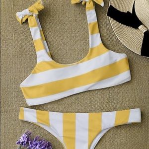 Yellow & White Stripe Bikini